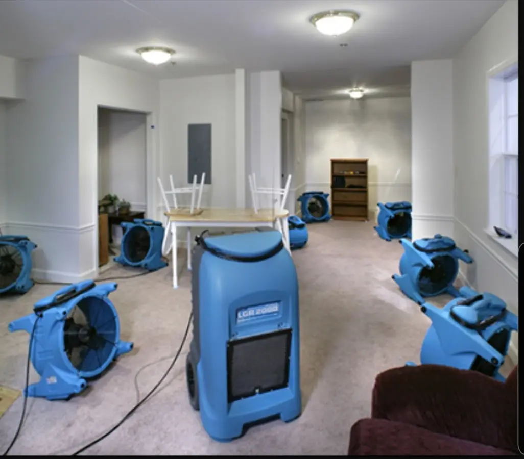 Air movers and dehumidifier setup for Water Extraction & Removal in Rio Linda
